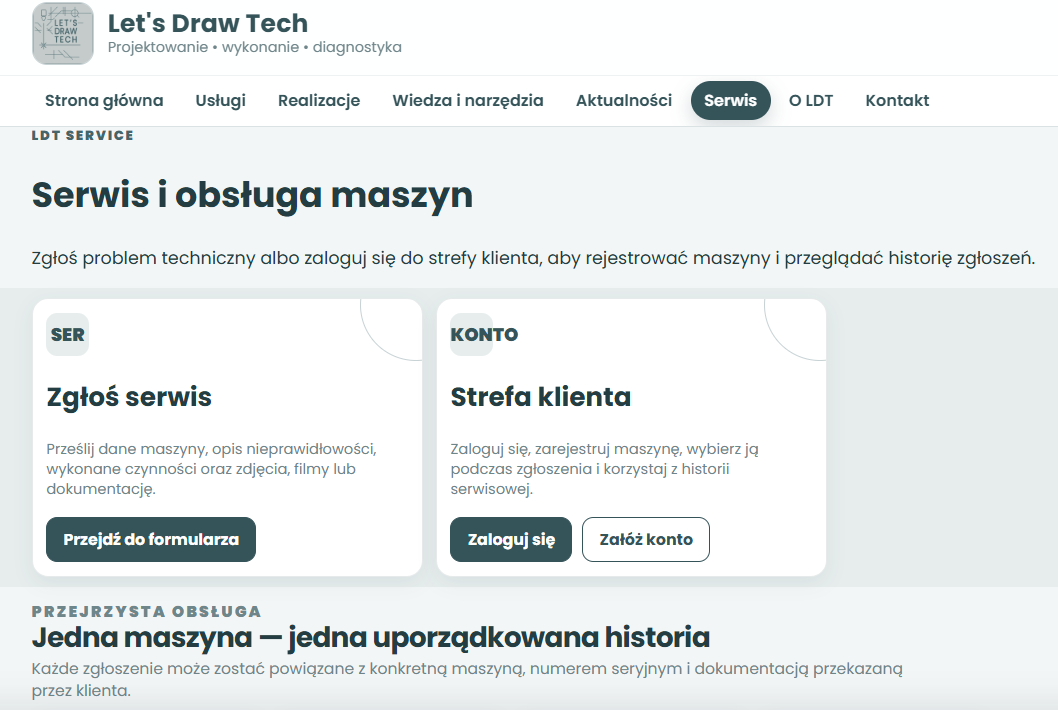 Jedna maszyna — jedna uporządkowana historia
